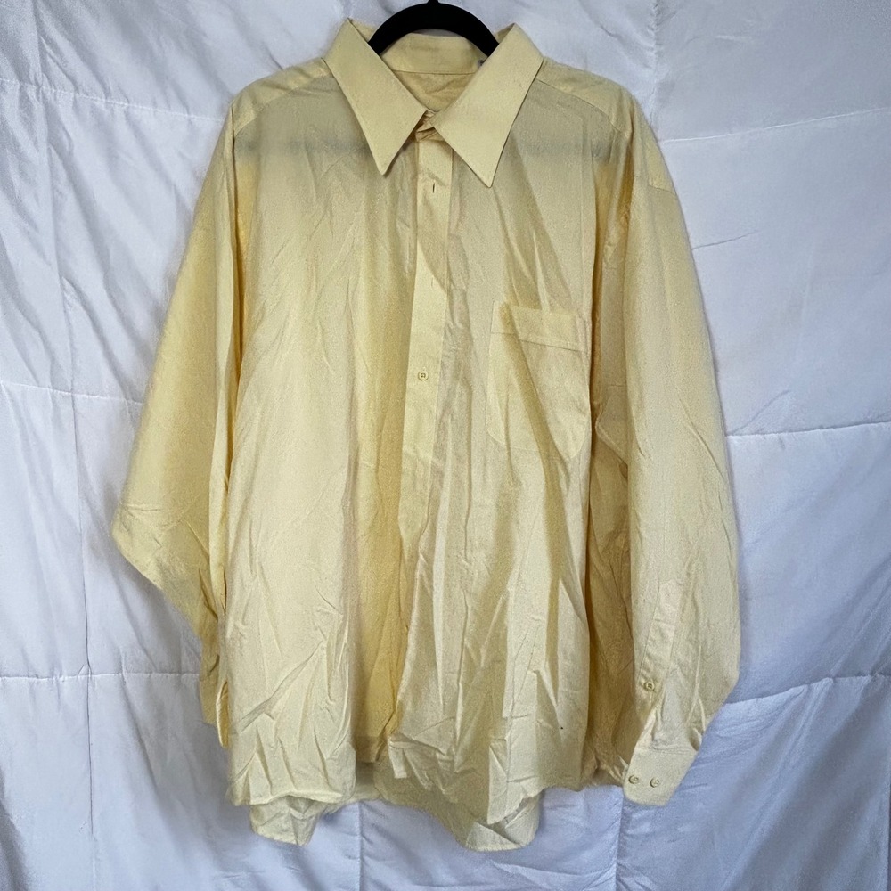 Henry Grethel Platinum Men's Yellow Dress Shirt Size 18 1/2‎ 34/35 Cotton Blend